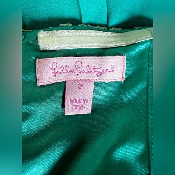 Lilly Pulitzer Jillie Night Out dress Chic Strapless Jewel Silk Gold Empire Sz 2 - Picture 10 of 16